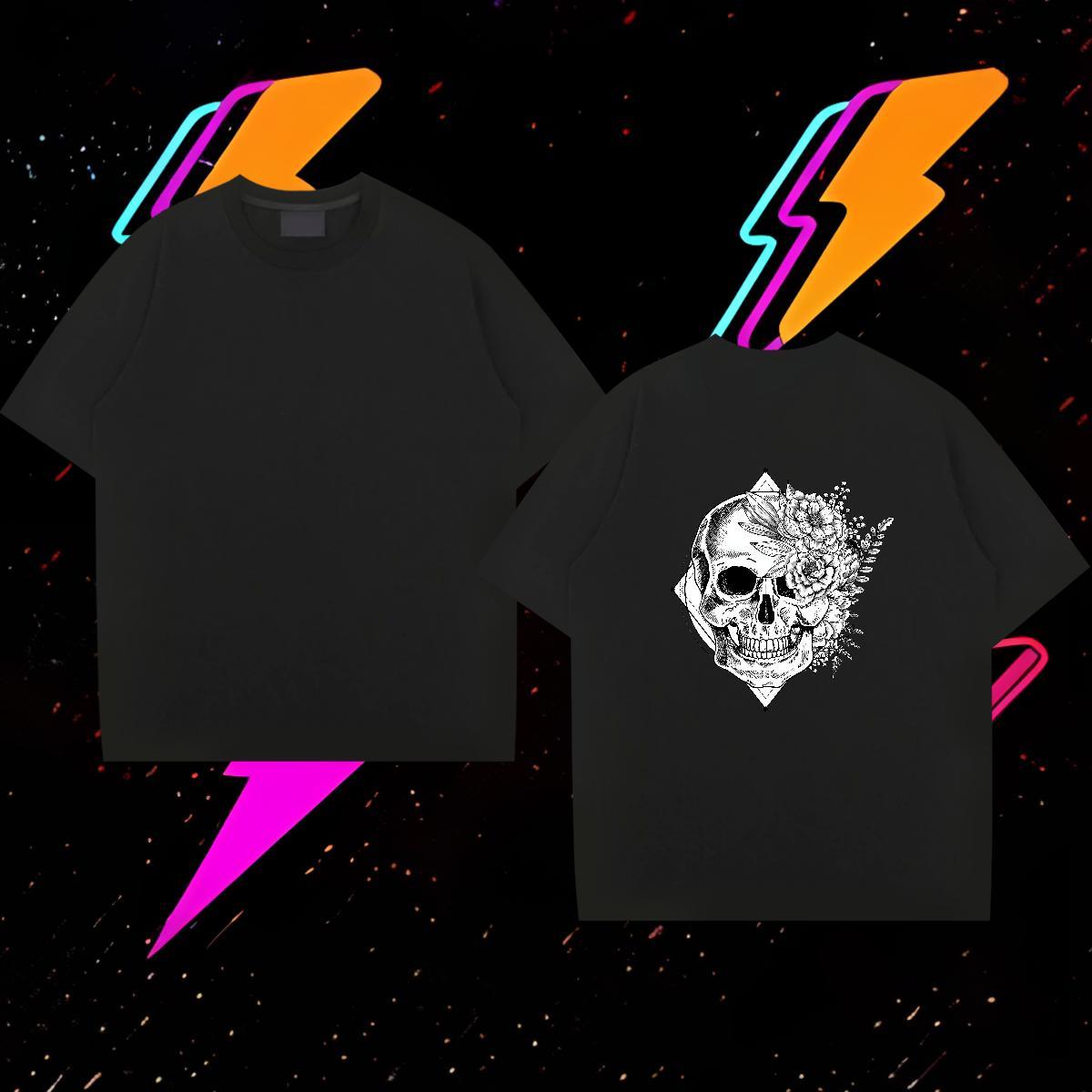 Cool Design Man T Shirts 230g 100% Cotton skull Casual Custom Print Plus Size Breathable Short Sleeve Tshirt for Man Woman Wholesale Clothes