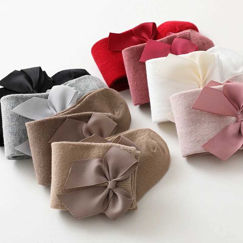 New Brand Baby Toddlers Socks Autumn Winter Children Girls Knee High Long Sock Cotton Big Bow Spanish Style Kids Floor Socks CL240824