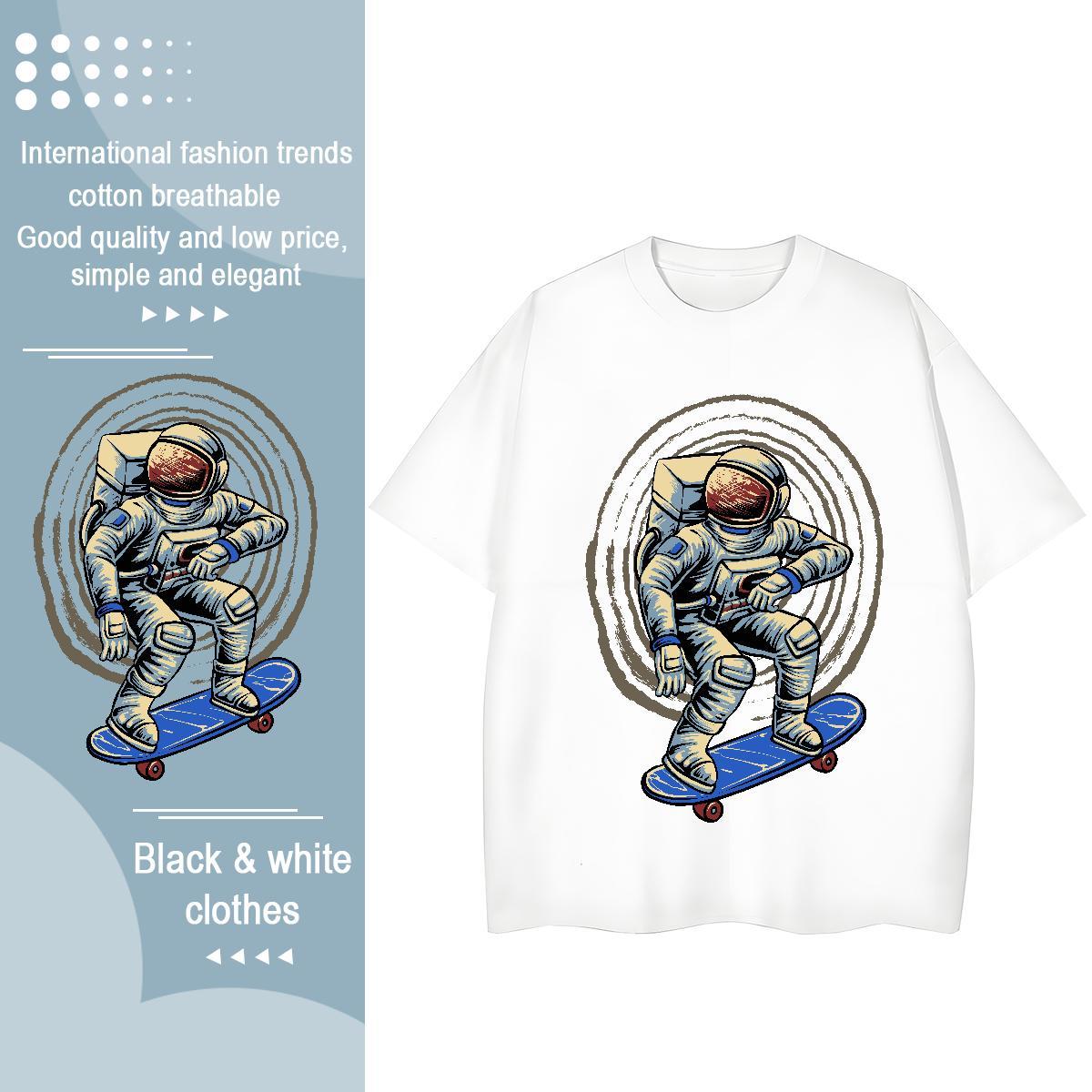 Lady Womens Tshirts 230g Pure Cotton universe Beach T Shirt For Woman Comfortable Cartoon Print Top Shirts