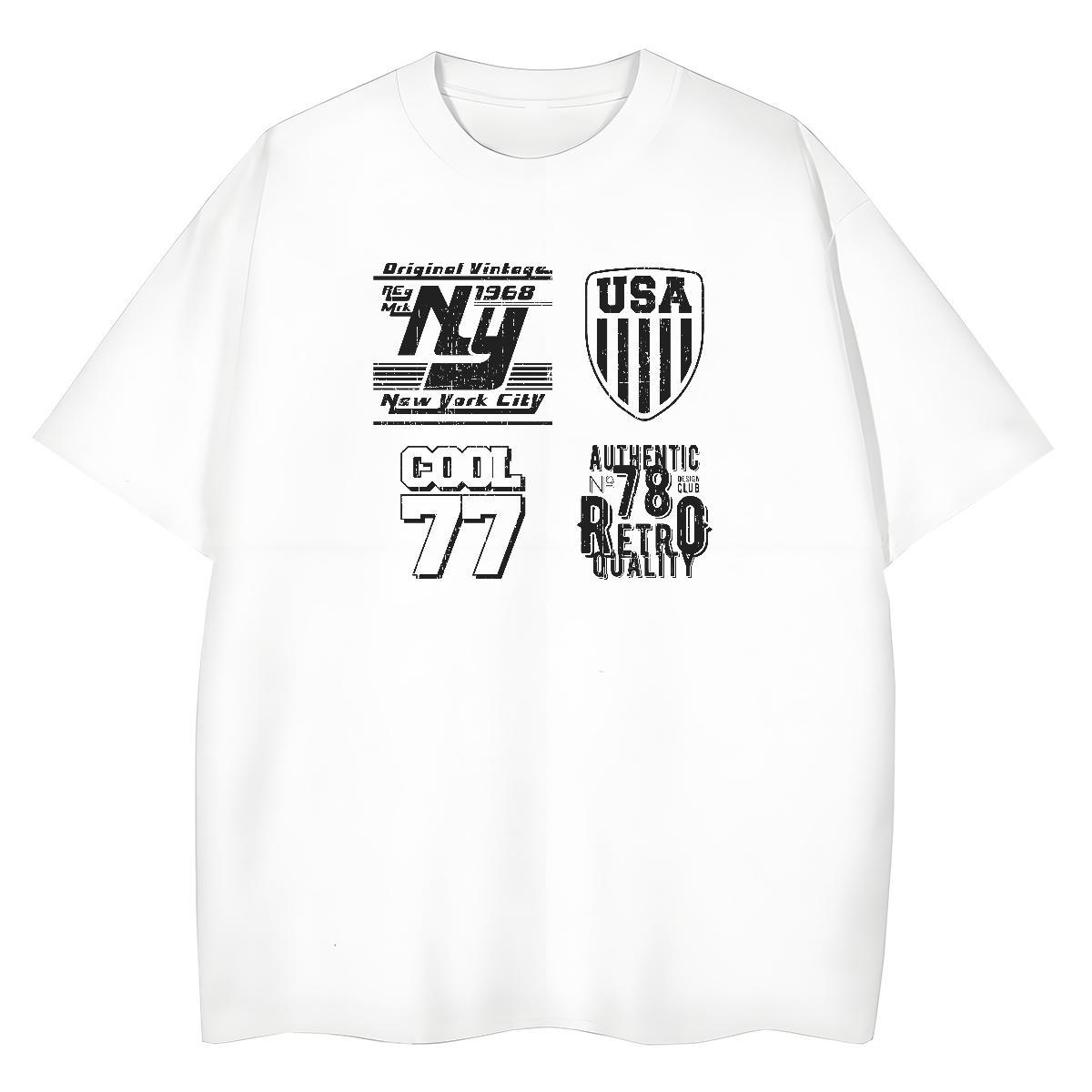 Loose Fit T shirt 100% Cotton 230g letter Street Custom Printed Crew Neck Breathable Men Tees Fashion Casual Tops Shirt