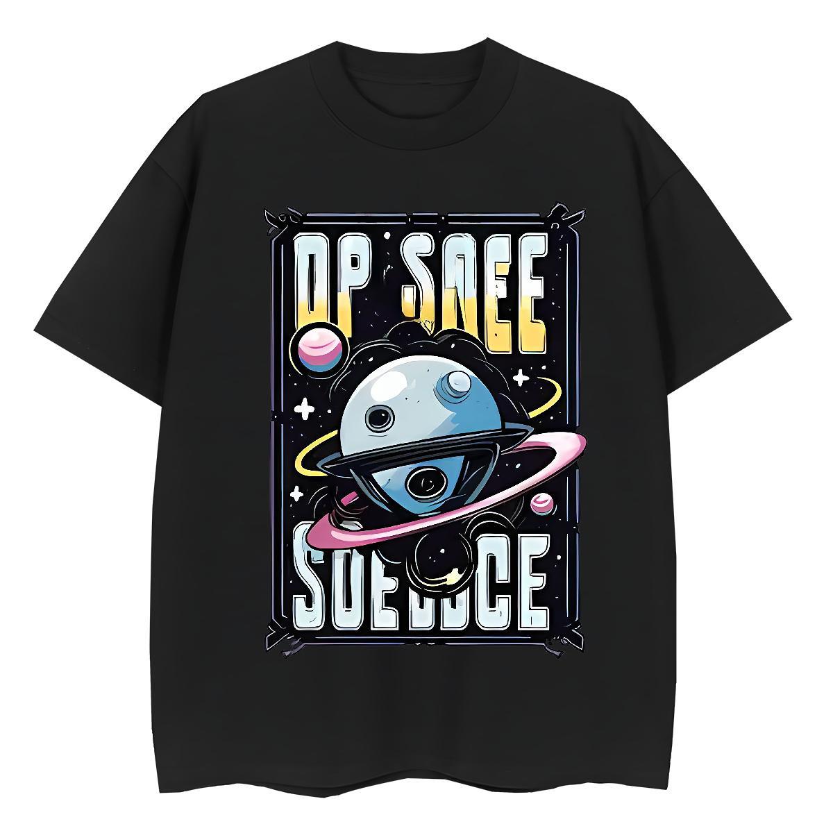 Unisex Women Tshirts 100% Cotton 230g universe Street Wear T Shirts Women O Neck Short Sleeves Cartoon Anime Top Tees