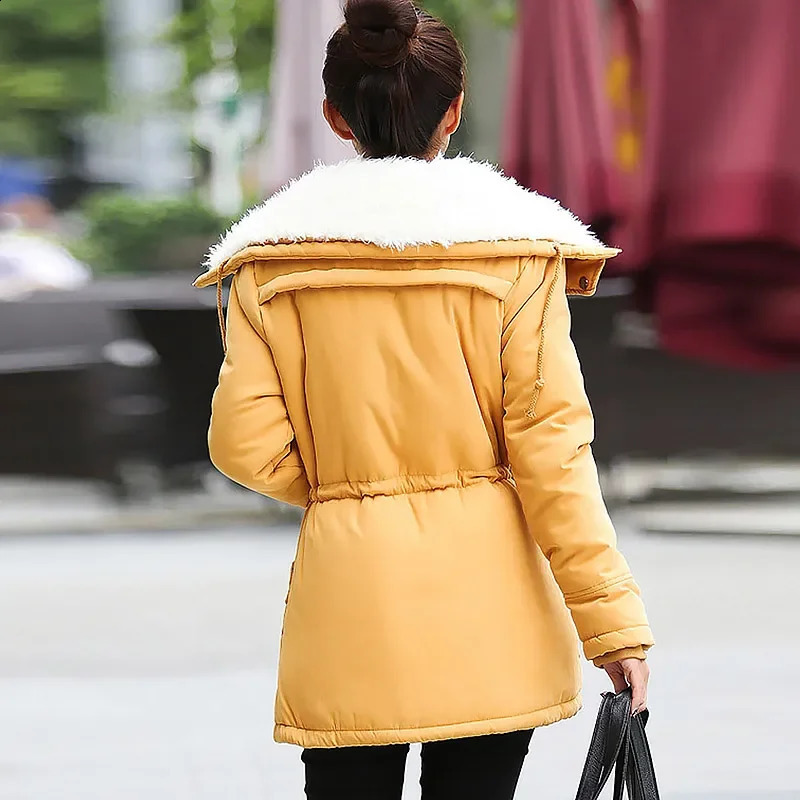 Womens winter jacket thick hooded long coat womens ultrathin suitable for hair collar cotton pad 240823