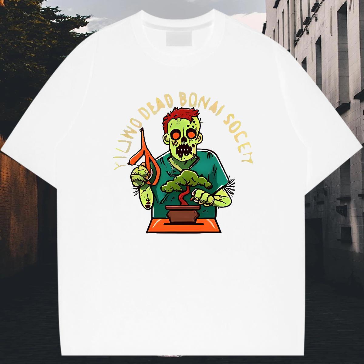 High Quality T Shirts Men 230g 100% Cotton skull Street Casual Custom Printed Crew Neck Breathable Men Tees Casual New Clothes