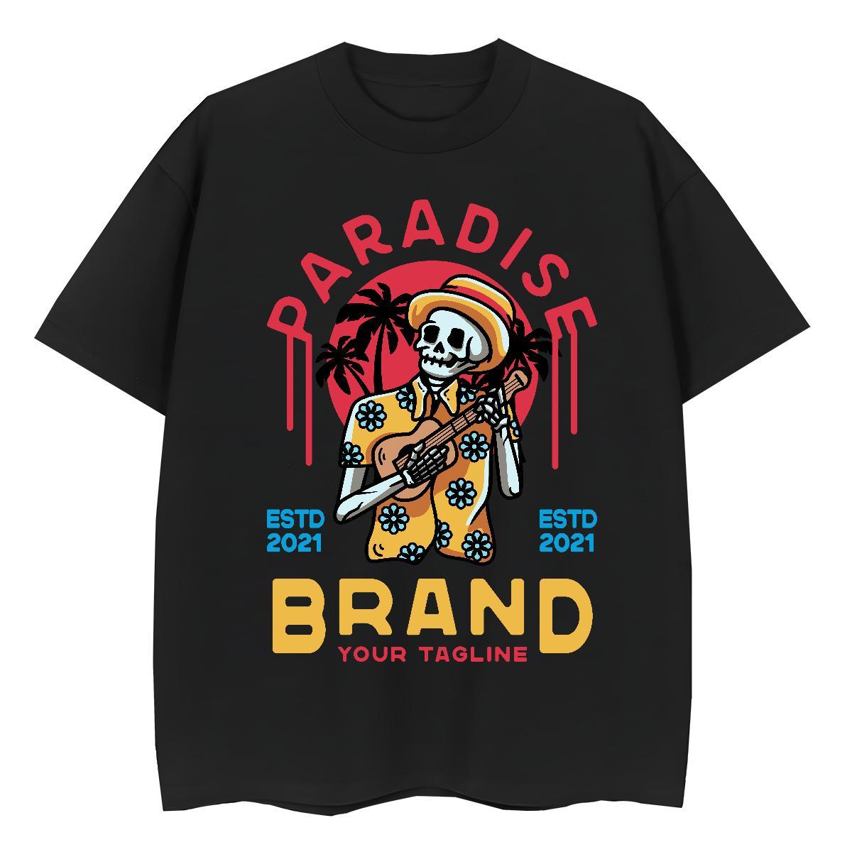 Loose T-Shirts for Men 230g Cotton skull Hip Hop Oversized O Neck Short Sleeves Men Tops Tees 2024 Tshirts