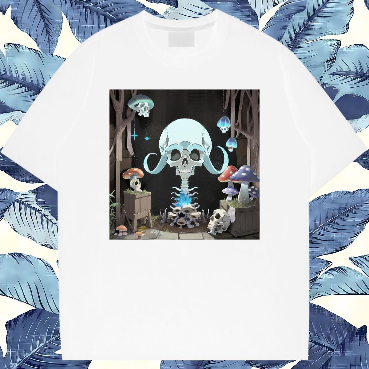 Designer T Shirts Men 230g Pure Cotton skull Sports Casual DIY Printed Crew Neck Breathable Tshirts 2024 New Tees Shirts