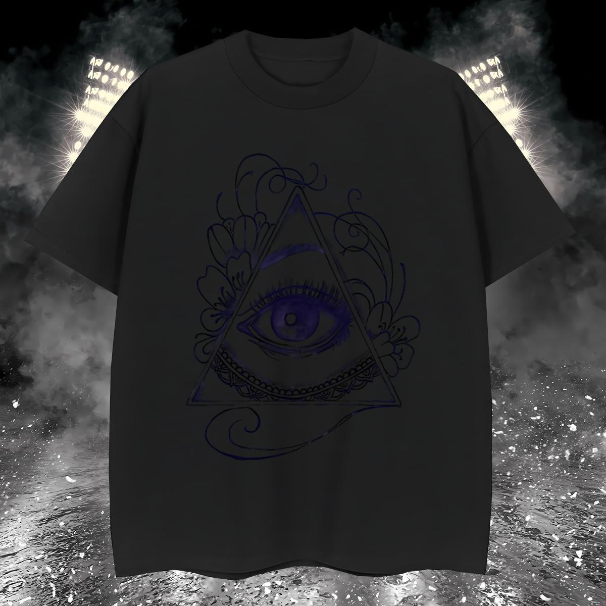 High Quality Men T Shirts 230g Cotton eye of the devil Street Casual DIY O-Neck Short Sleeve Men Tops Tees New Tops Shirt