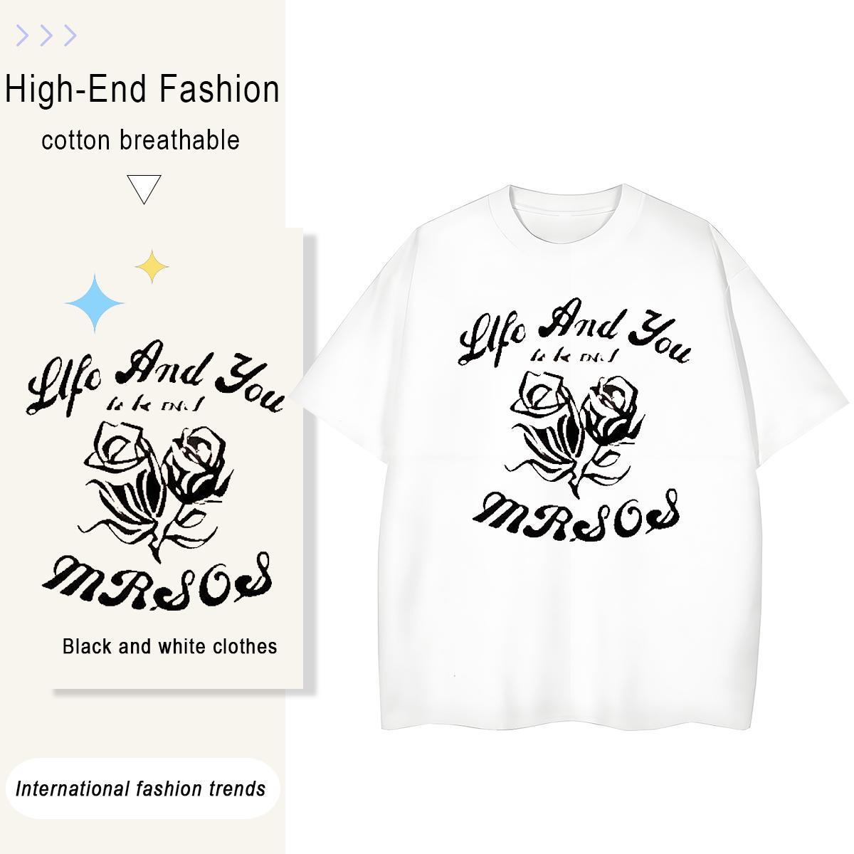 2024 Tshirt for Man Woman flower Street wear Hip Hop 230g 100% Cotton Tees Shirts Breathable Short Sleeve Loose Fit Mens T Shirts Custom Anime