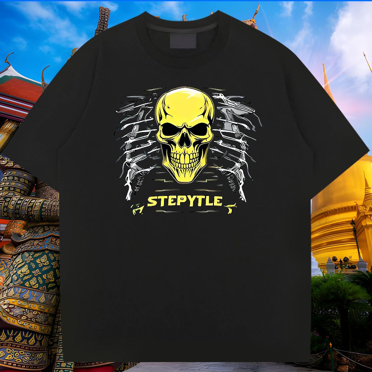 Brand Mens T Shirts 230g Pure Cotton skull Summer Casual Custom Printed Breathable Crew Neck Men Tees New Arrival Wear