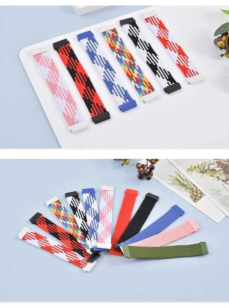 Woven single loop strap Amazfit GTS 4-3-pro-2e for Samsung Galaxy Watch 7/FE/6/5/4/3/6 classic/active 2 22mm/20mm bracelet W240824