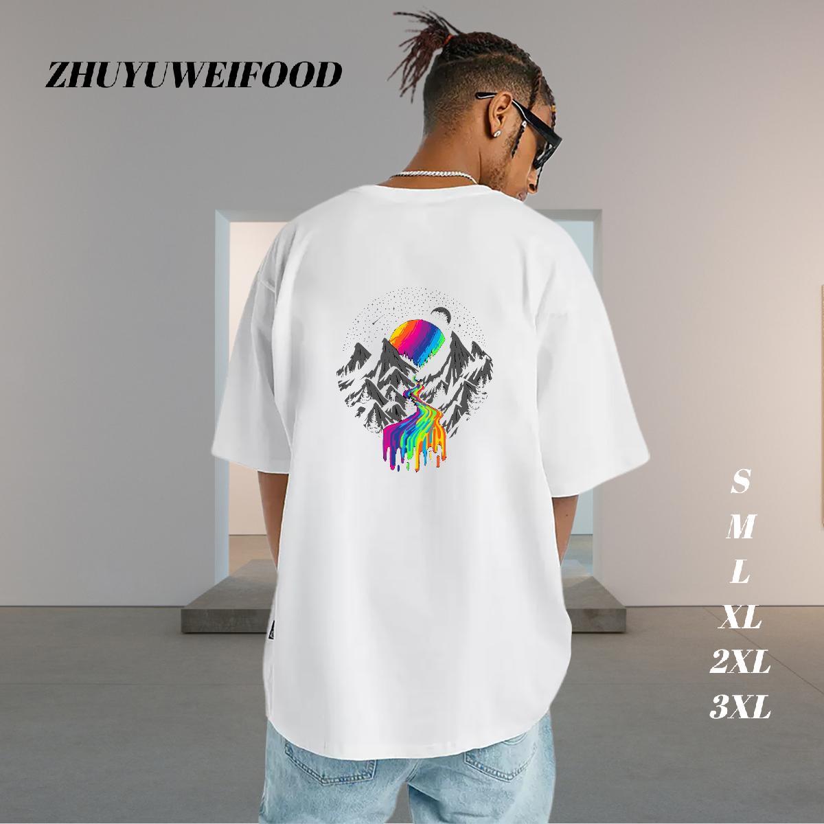 Popular Man T Shirts 100% Cotton 230g mountains Outdoor Oversized 3XL 4XL Breathable Short Sleeve Men Tshirts Fashion Tops