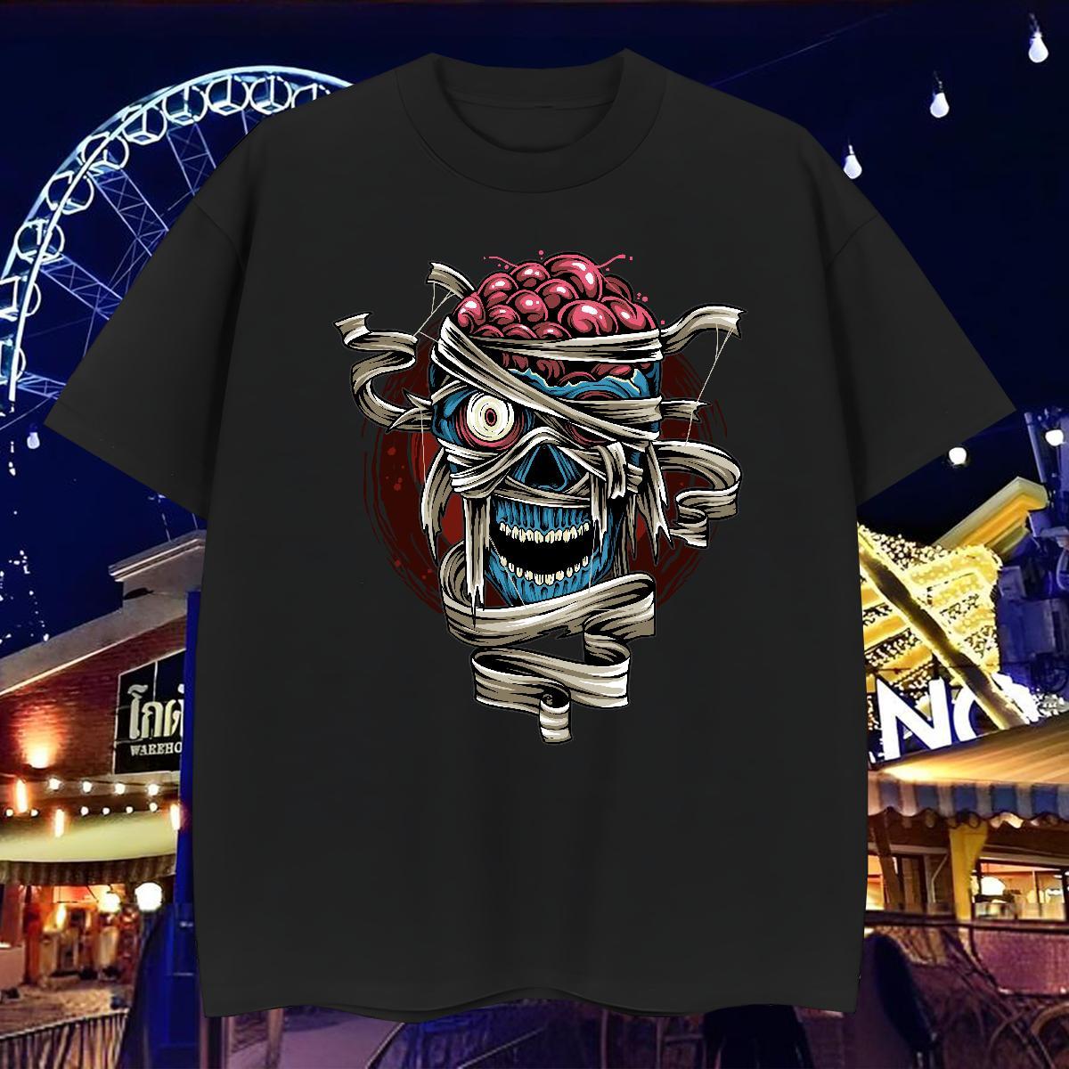 2024 DIY Men Tees skull Hip Hop 100% Cotton 230g Tops Tees Short Sleeve Soft Brand T shirt DIY Logo Oversized