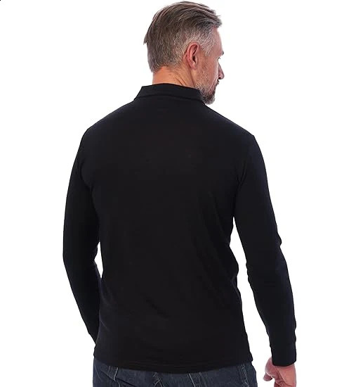 Merino wool mens polo shirt 87% bottom layer breathable and odor proof long sleeved 280G 240823