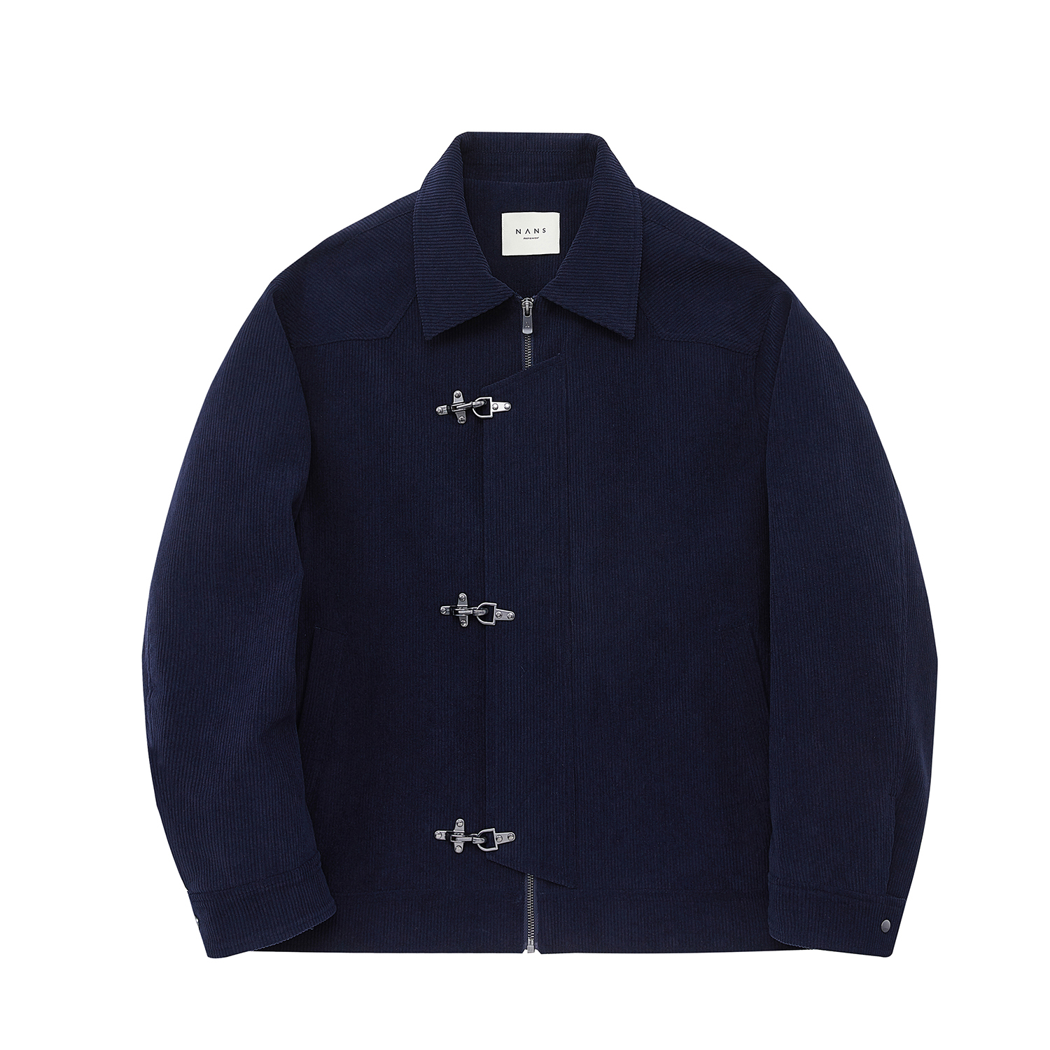 American Style Design with Double Layered Placket and Shoulder Design Segmented Airplane Buckle Opening and Closing Square Collar Loose and Versatile 
