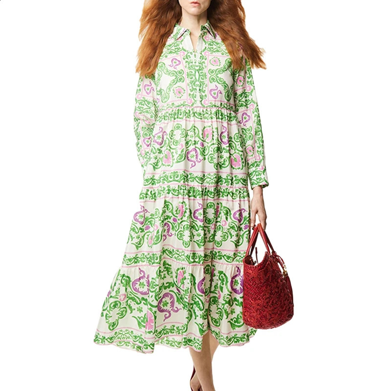 Womens Dress Casual Loose Flip Collar Female Long Sleeved Dresses Fashion Classic Versatile Colorful Ladies A-Line Long Dress 240824