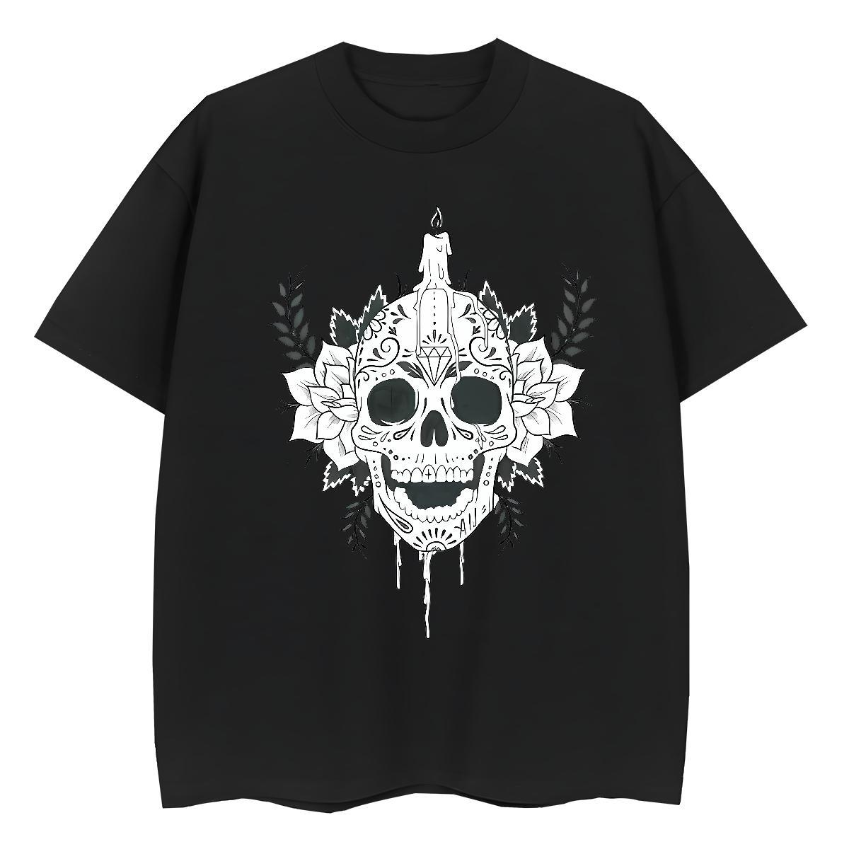 Soft T-Shirts for Men 230g Cotton skull Street Wear Anime Print Short Sleeve Soft Tshirt for Man Woman Fashion Designer Clothes