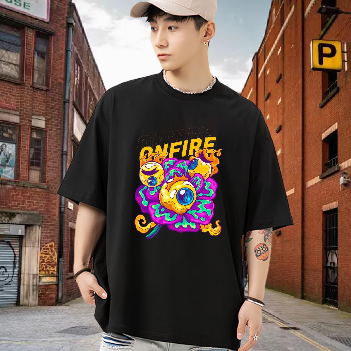 Popular Mens T Shirts 100% Cotton 230g ET Hip Hop DIY Breathable Crew Neck Mens Tshirts Fashion Casual Wear