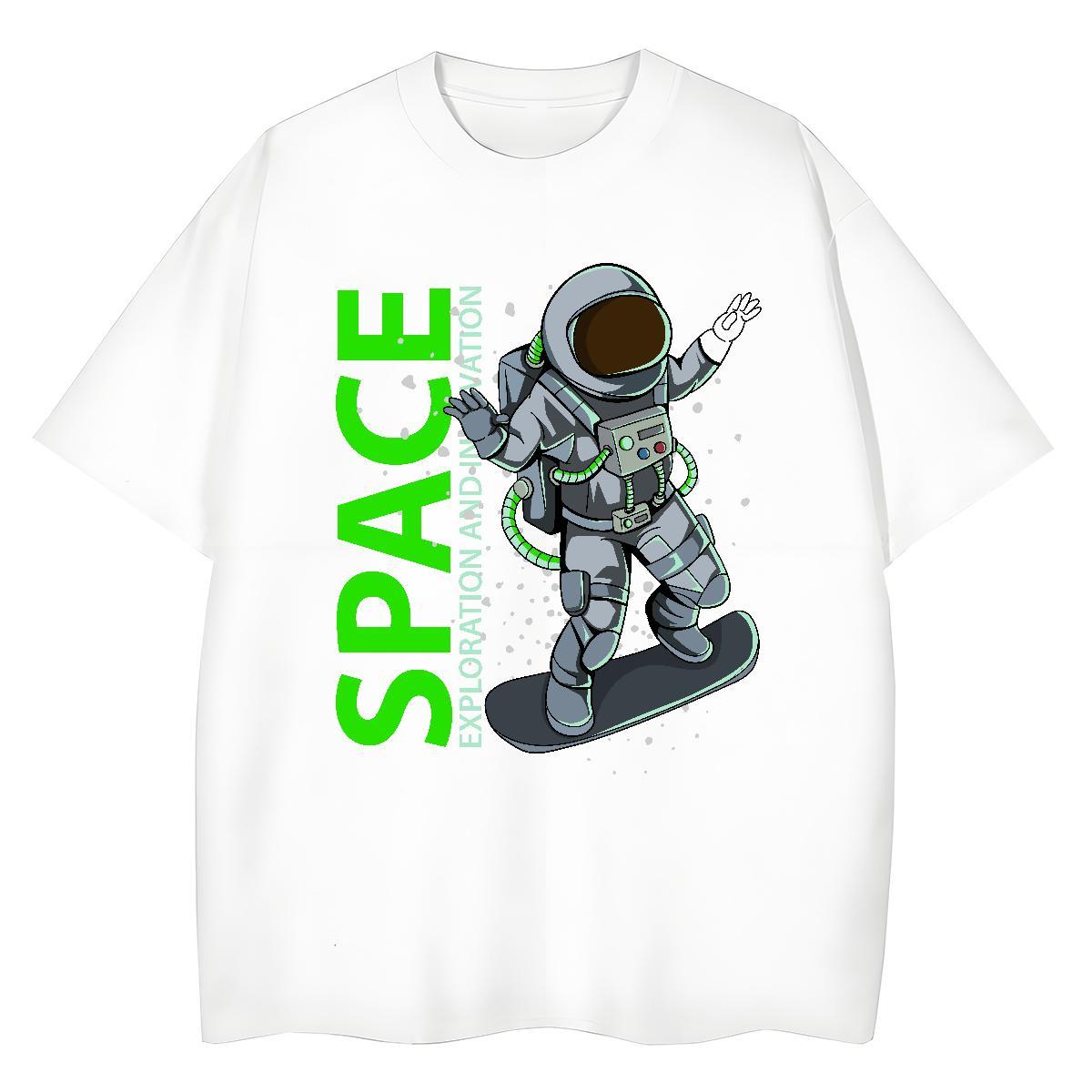5A Women Tshirts 100% Cotton 230g universe Sports Street Wear T-Shirts Breathable Short Sleeve Oversized Tops Tees