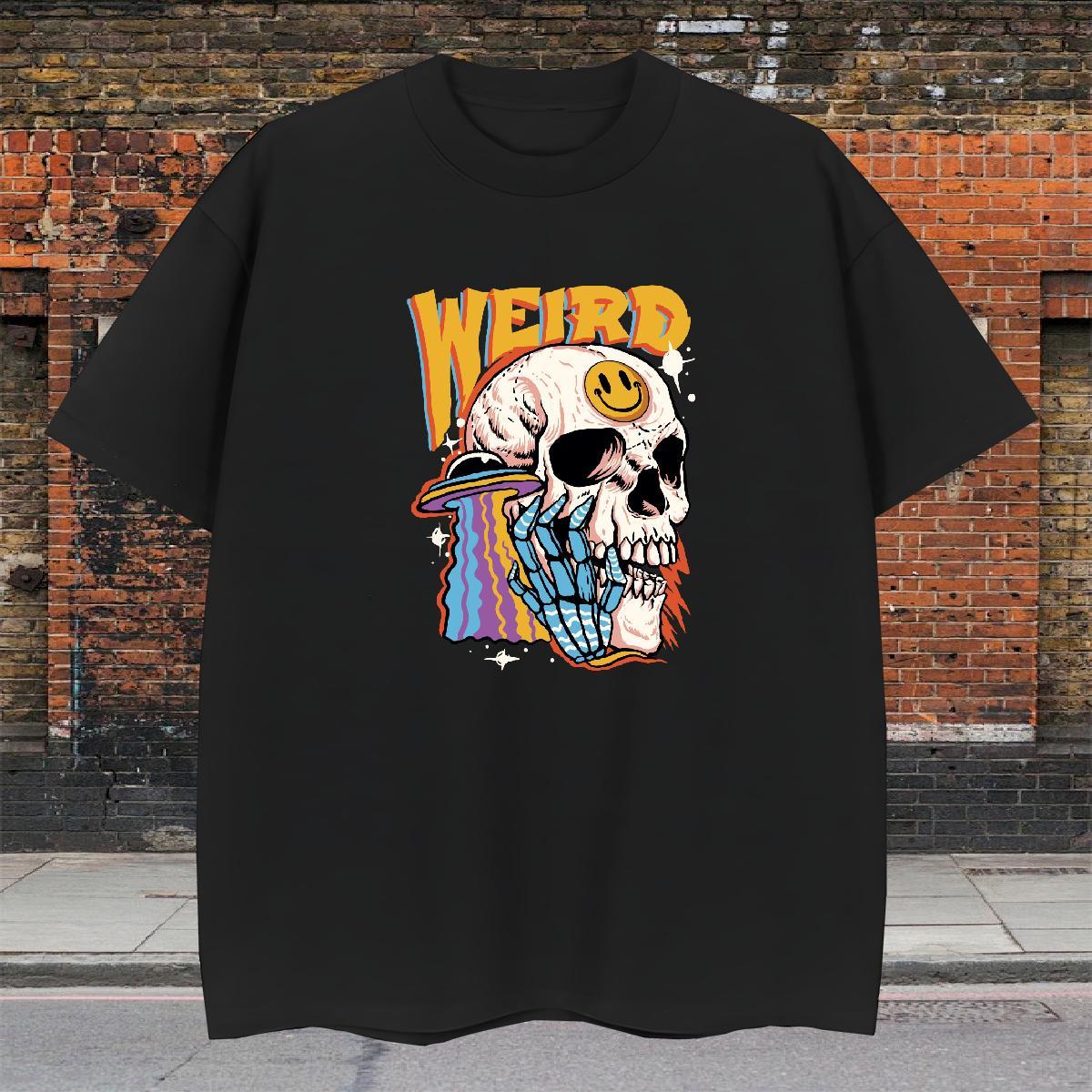 Soft T shirt 230g Pure Cotton skull Outdoor Oversized 4XL Breathable Short Sleeve Mens Tshirts 2024 Clothes