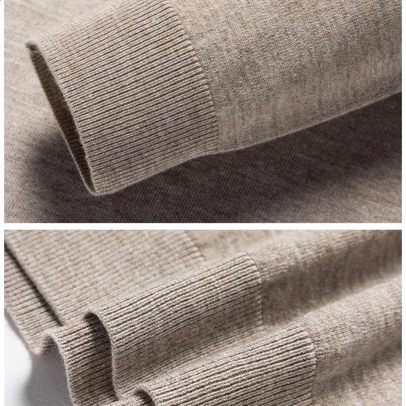 100% merino wool mens lapel pullover long sleeve POLO neck sweater loose top business casual knit bottoming shirt 240823