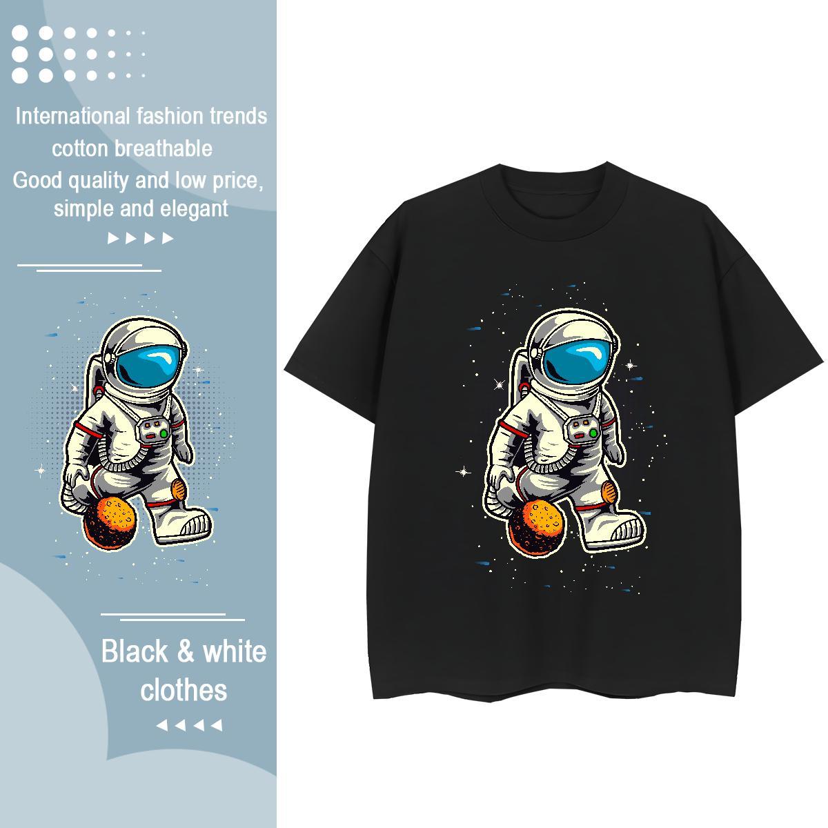 Loose Unisex Tshirts 230g 100% Cotton cosmonaut Street Casual T Shirt For Woman Breathable Short Sleeve Customized Print Top Shirts