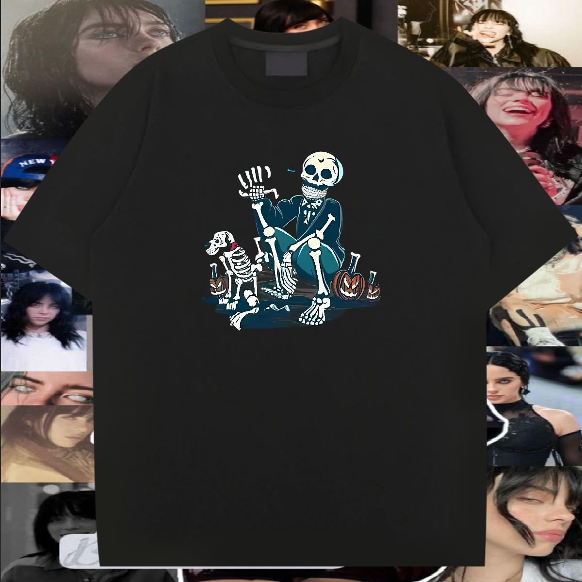 High Quality T-Shirts 230g Pure Cotton halloween Street wear Hip Hop Custom Printed Breathable Short Sleeve Men Clothes T-Shirt Casual New Tee Shirt