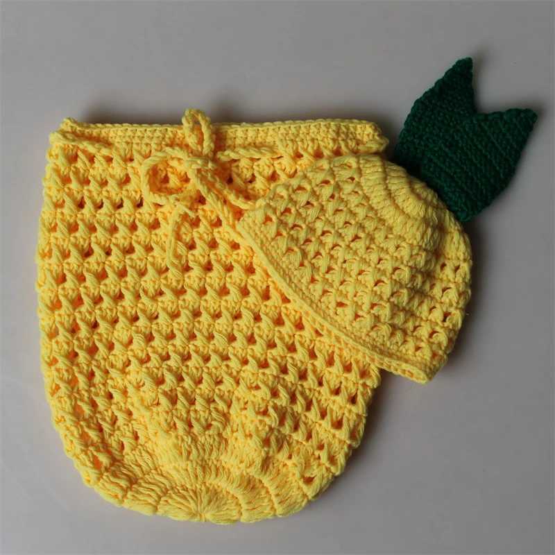 Baby Photography Props Pineapple Clothing Sets Newborn Boy Girl Photo Shoot Swaddle Outfit Crochet Sleeping Bag Hat Unisex M240824
