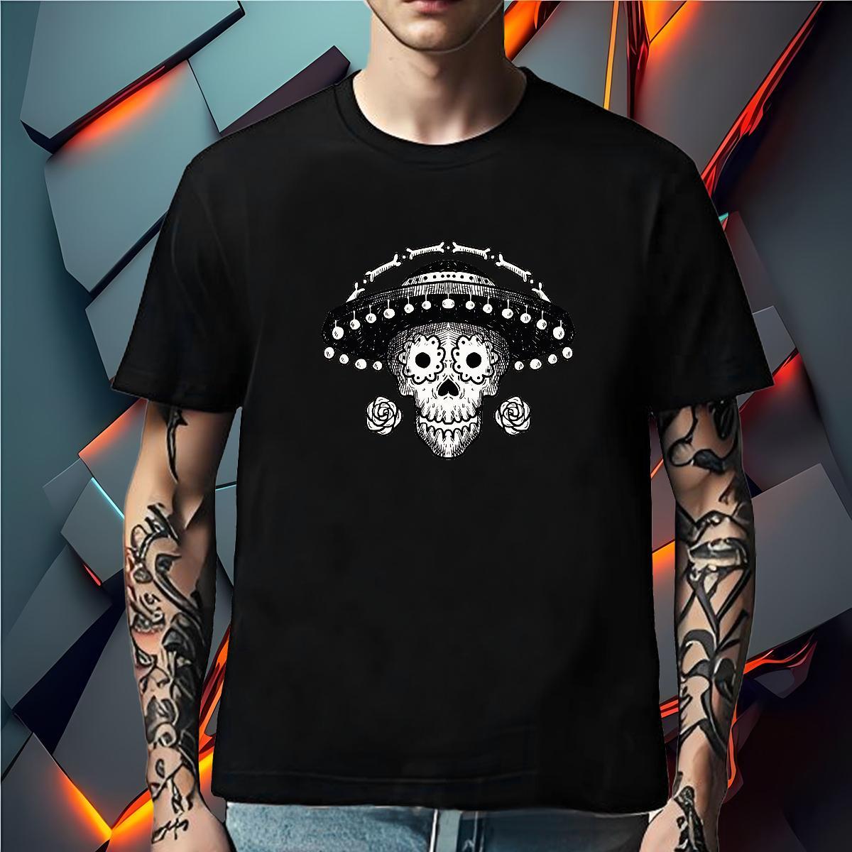 Classic Man T Shirts 100% Cotton 230g skull Sports Casual Custom Printing Breathable Tshirts DIY Tees Shirts