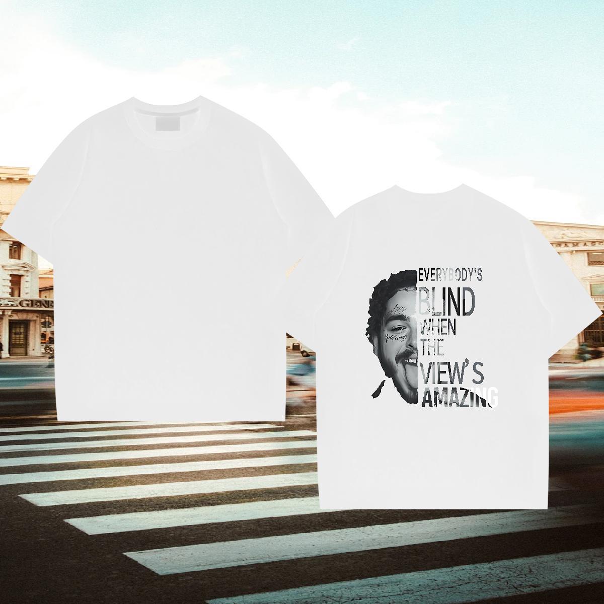 Free Shipping Mens T Shirts 230g 100% Cotton portrait Anime Printing Street Black White Breathable Short Sleeve Tshirts Fashion Design Clothes
