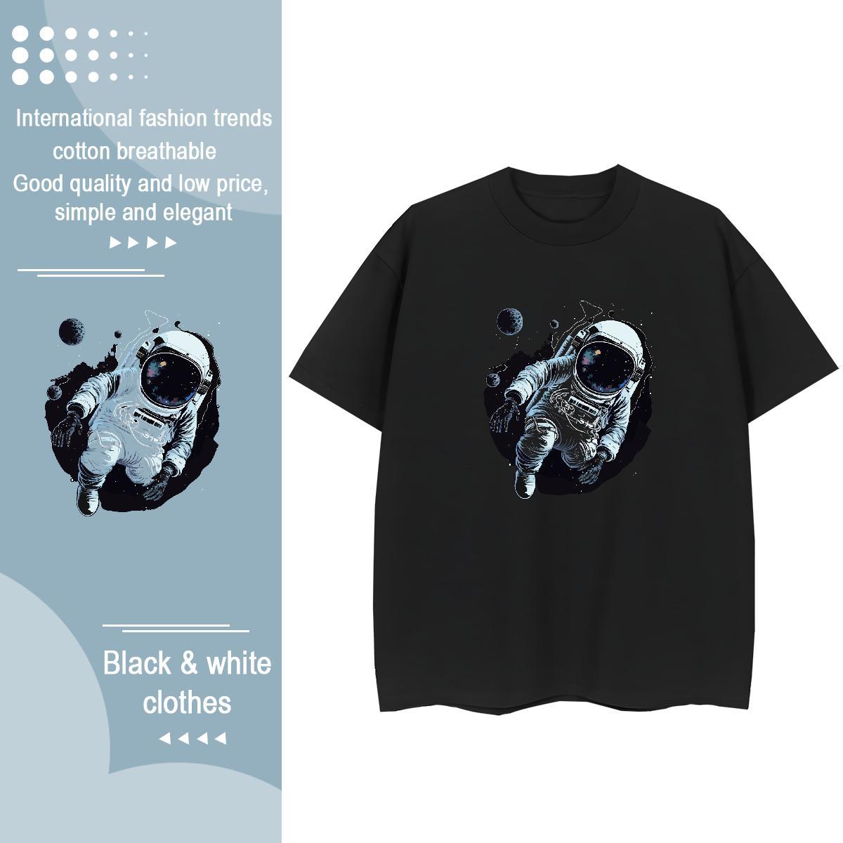 Lady Tshirt for Man Woman 100% Cotton 230g universe Sports Street Wear Woman T Shirts Short sleeve Soft Cartoon Printing L-4XL Polos