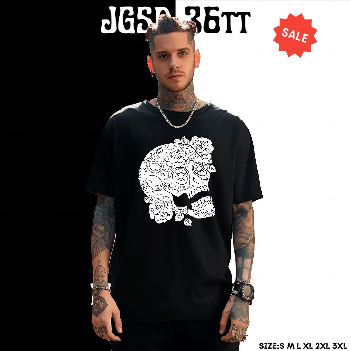 Cool Design Men T Shirts 230g Pure Cotton skull Sport Oversized O Neck Short Sleeves Mens Tshirts 2024 Tops Tees