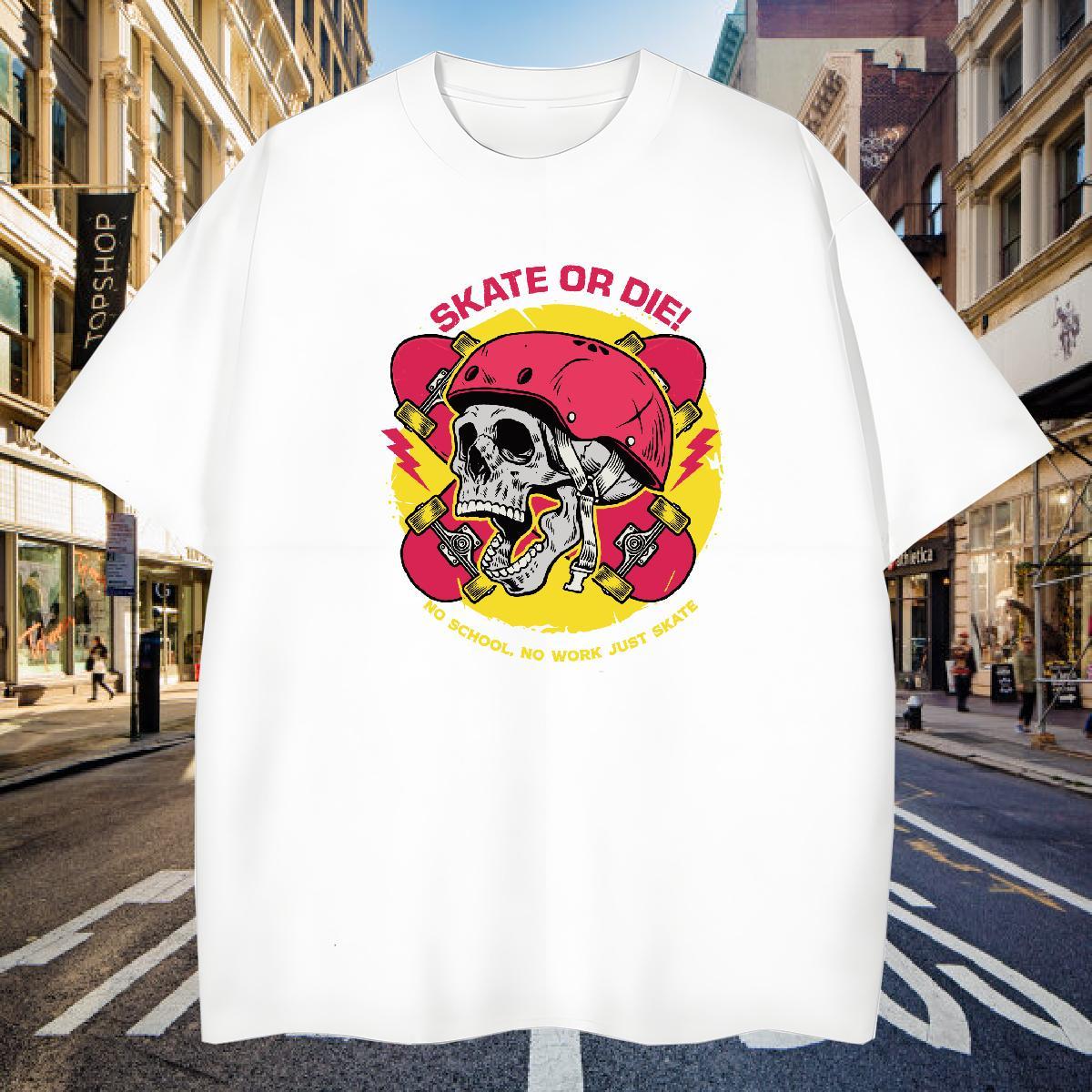 Wholesale T Shirt For Man 230g 100% Cotton skull Anime Printing Street Oversized Short Sleeve Soft Men Clothes T-Shirt New Top Tees