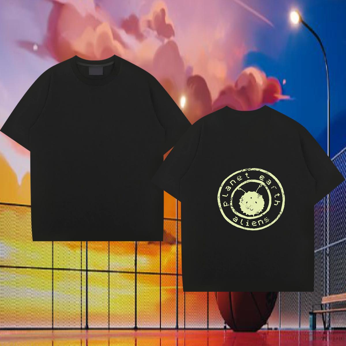 TOP Quality Man T Shirts 230g Cotton letter Anime Printing Street Graphic O Neck Short Sleeves Couples T Shirts Classic Casual Tshirts
