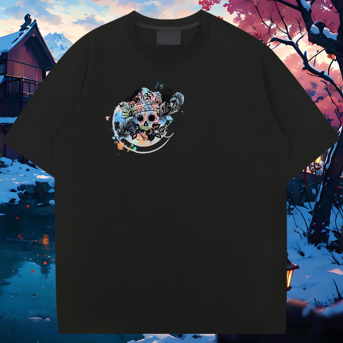 Cool Design T-Shirts 230g Cotton skull Daily Wear Plus Size Cartoon Short Sleeve O-Neck Men Tshirts Casual New Clothes