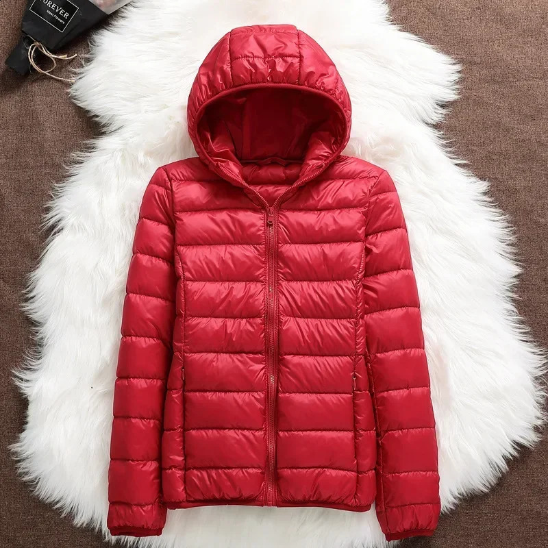 15 Colors Women Puffer Jackets Plus Size 5XL 6XL 7XL Spring Autumn Hooded Female Ultra Lightweight Packable Down Coats 240823