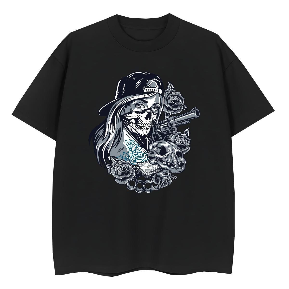Cool Design Man T Shirts 230g Pure Cotton skull Street Casual Oversized 4XL Short Sleeve O-Neck Men Tshirts Fashion Designer Wear