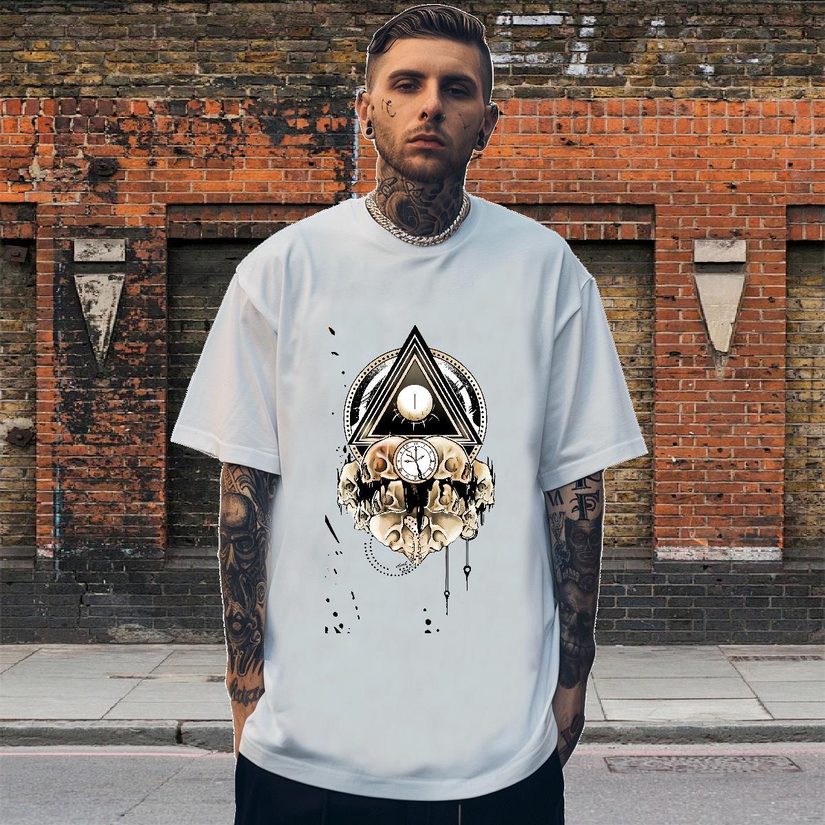 Free Shipping T shirt 100% Cotton 230g eye of the devil Beach Oversized 4XL O-Neck Short Sleeve Men Tops Tees Fashion Designer Tee Shirt
