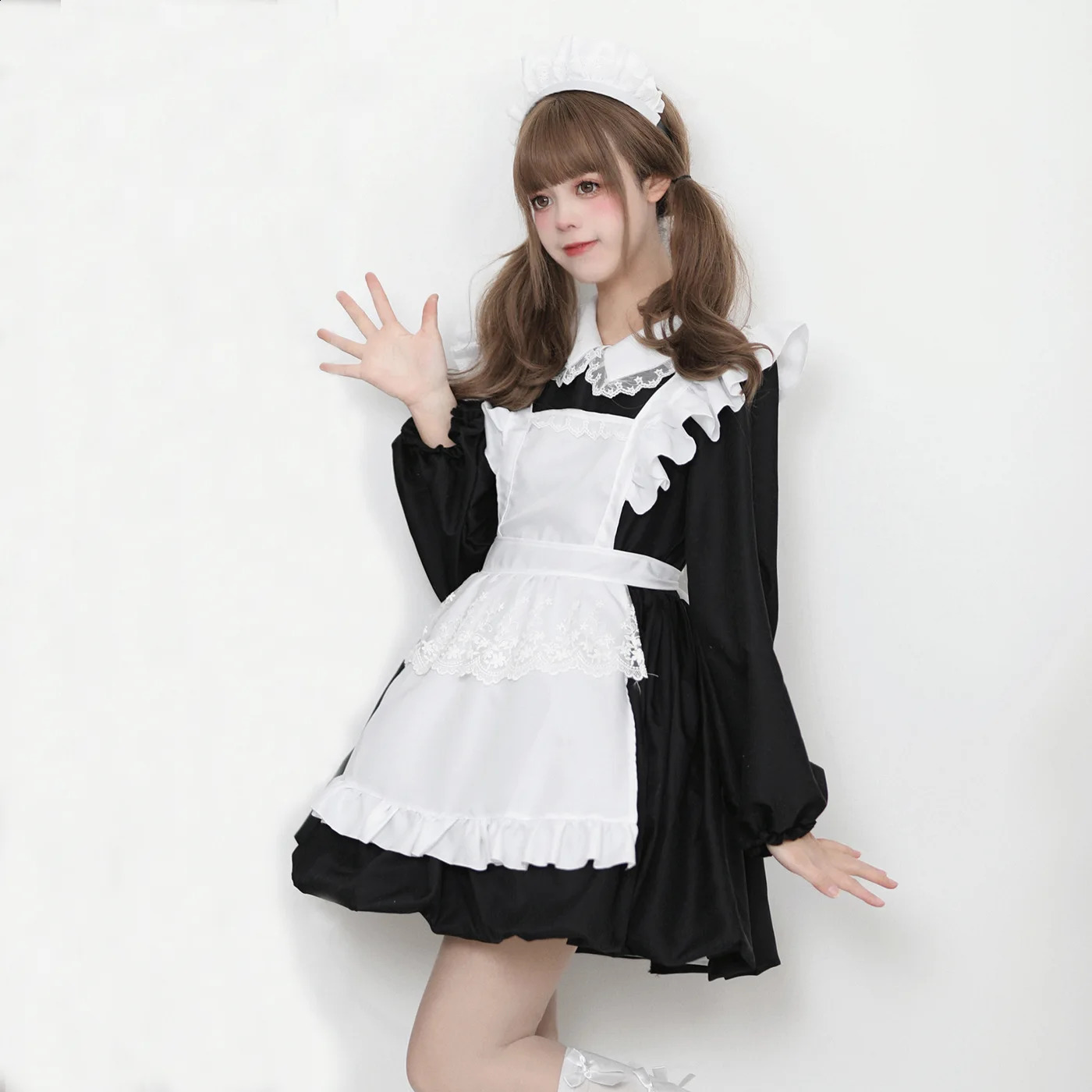 Maid apron dress bow tie roleplaying costume milk maid Lolita anime Halloween medieval 240823