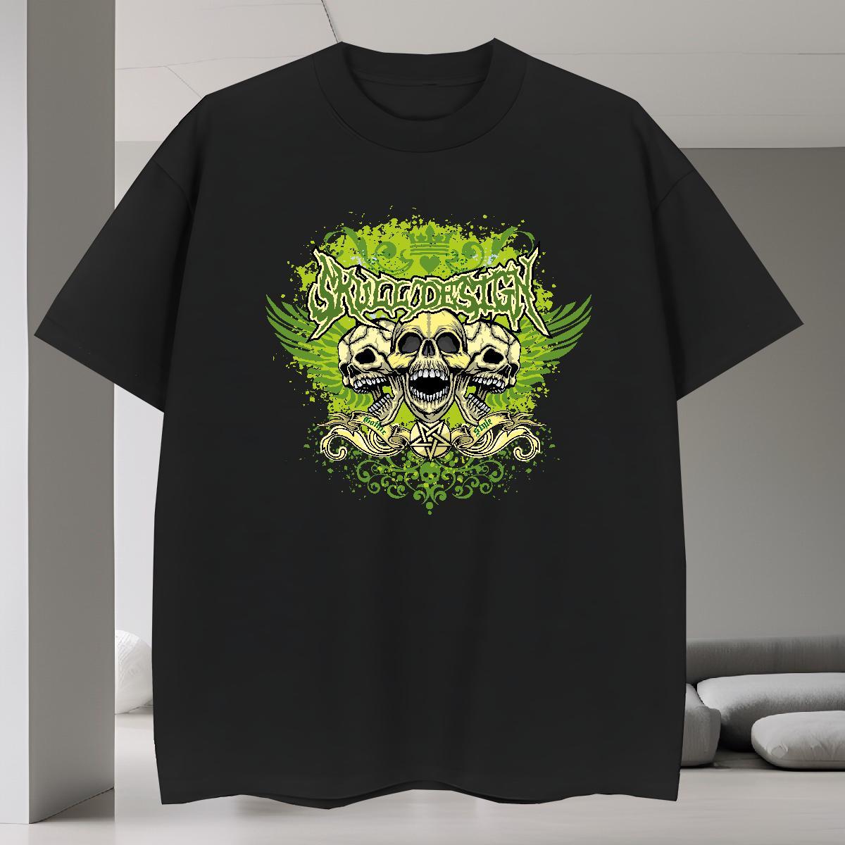 Free Shipping Mens T Shirts 230g Pure Cotton skull Spring Summer Customized Print Crew Neck Men Tees New Arrival Clothings