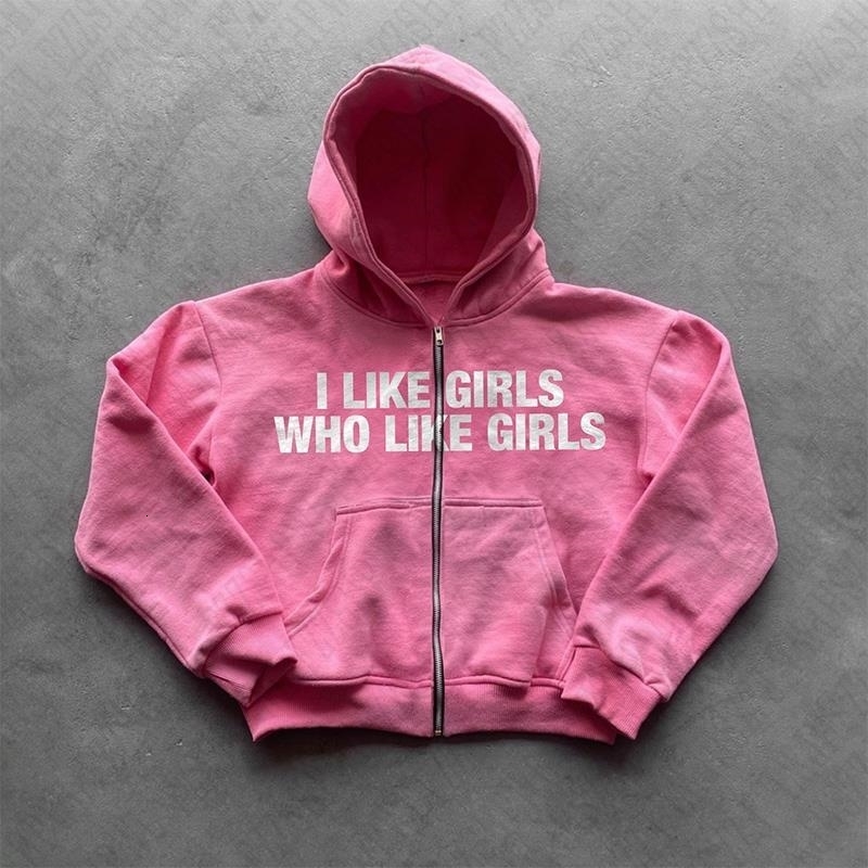 Graphic Goth Hip Hop Letter Print Hoodies Clothes Streetwear Men Zip Up Hoodies Y2k American Retro High Street Collar Aesthetics 240823