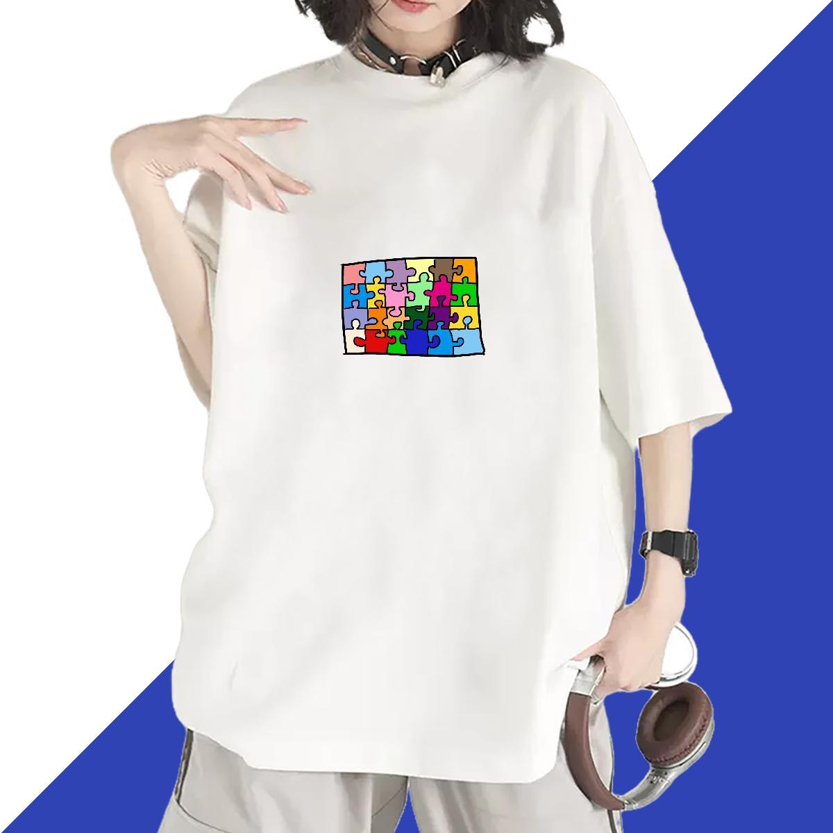 Free Shipping Women Tees 230g Cotton painting Street Wear Womens T Shirts Short Sleeve O-Neck Customized Clothes Shirt
