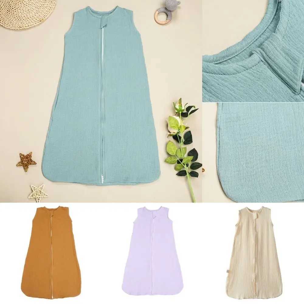 Cotton Baby Sleep Sack Soft Lightweight 2-Ways Zipper Diaper Cocoon 0-12 Months Sleeveless Infant Sleep Bag Summer M240824