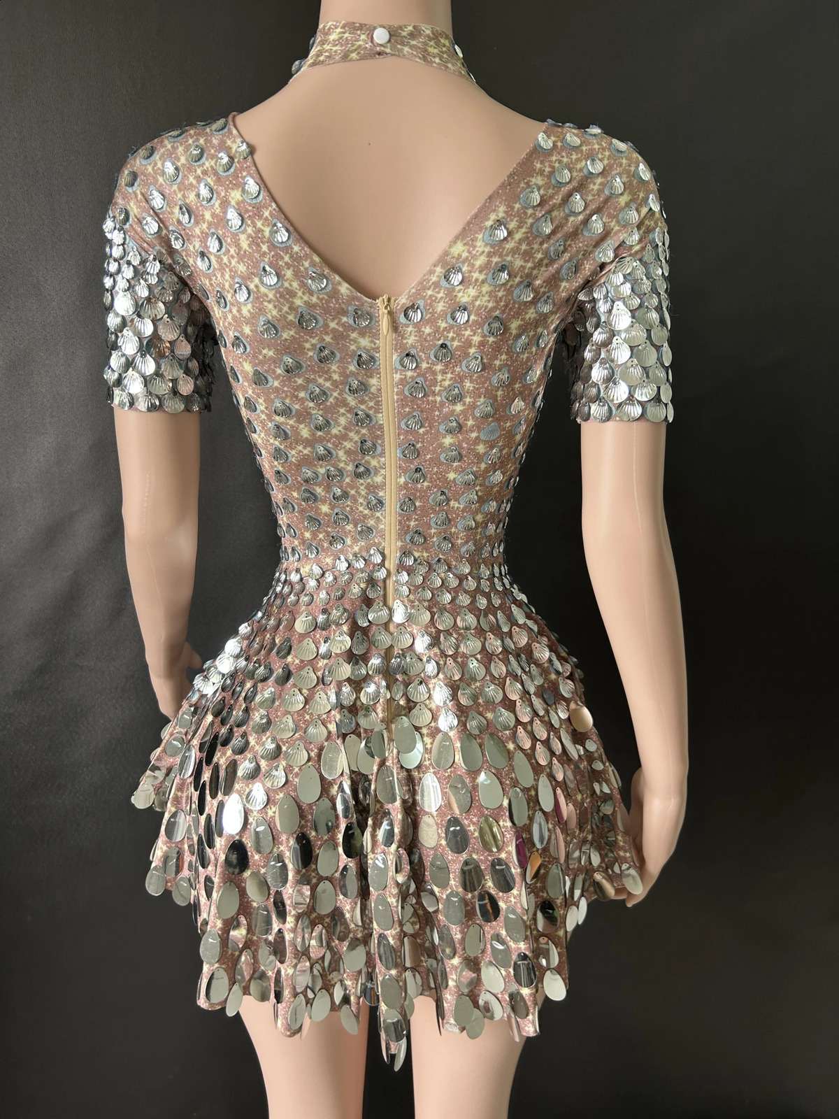 Sexy Nightclub Tight Dress Shining Cute Glitter Mini Celebrating Rhinestone Birthday Silver 7G 240823