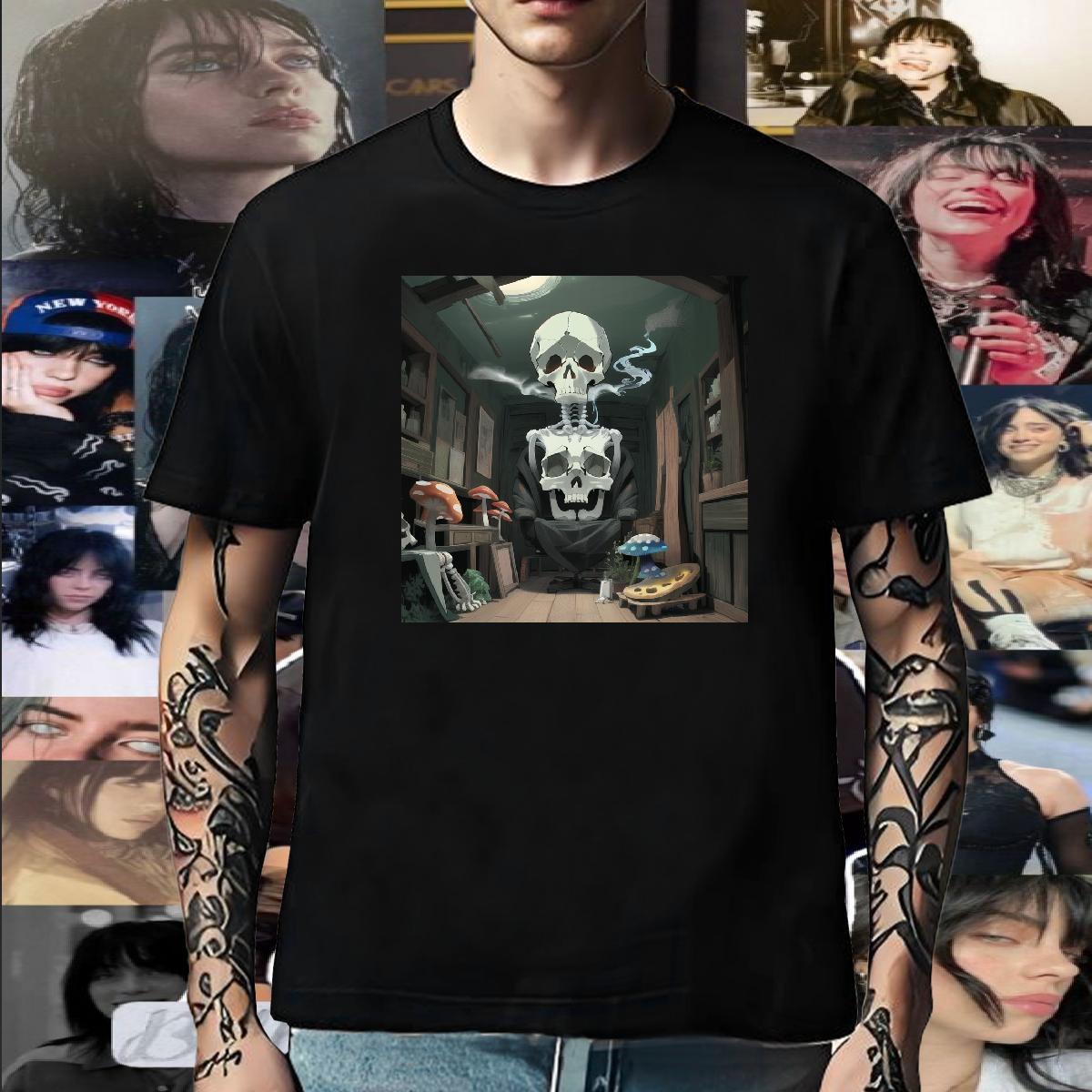 Popular T Shirt For Man 230g Pure Cotton skull Hip Hop Street Asian Size Breathable Short Sleeve Men Clothes T-Shirt 2024 Designer Tops