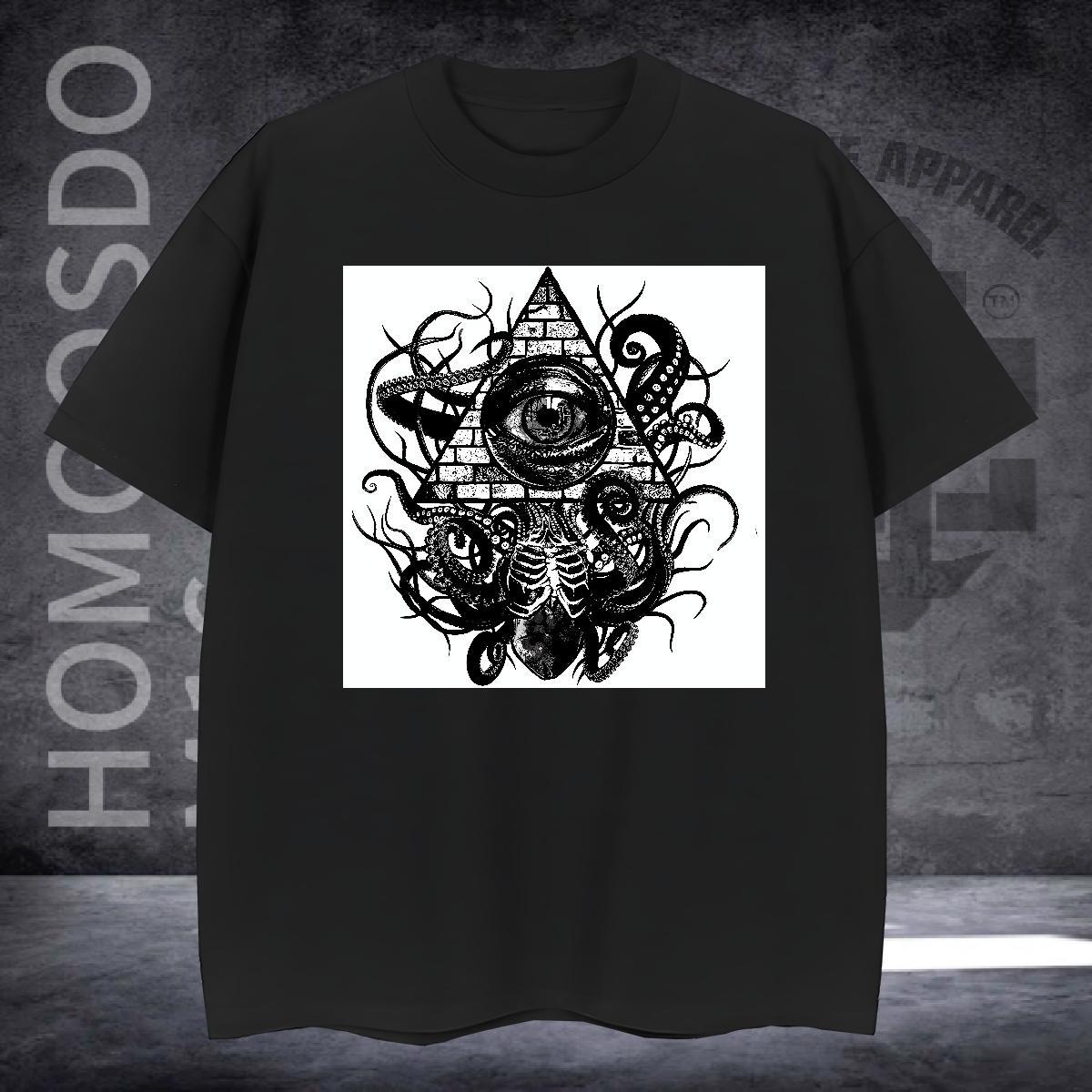 Soft T shirt 230g 100% Cotton eye of the devil Street Wear Custom Printed Breathable Soft Mens Tshirts 2024 Tees Shirts