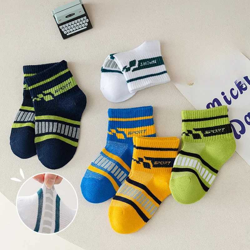 10 pairs of kidsrens socks summer thin mesh socks boys socks girls mid-calf socks breathable sweat-absorbent cotton socks CL240824