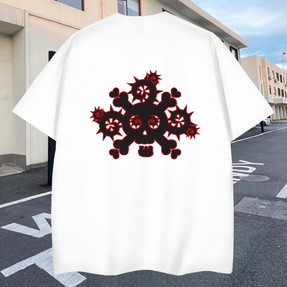 Loose T-Shirts 230g Cotton skull Summer Casual Custom Print Plus Size Breathable Soft Tshirts Factory Direct Wear