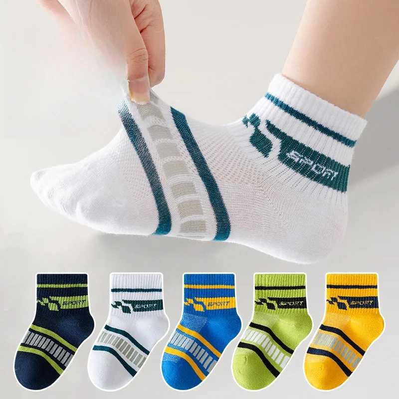 10 pairs of kidsrens socks summer thin mesh socks boys socks girls mid-calf socks breathable sweat-absorbent cotton socks CL240824