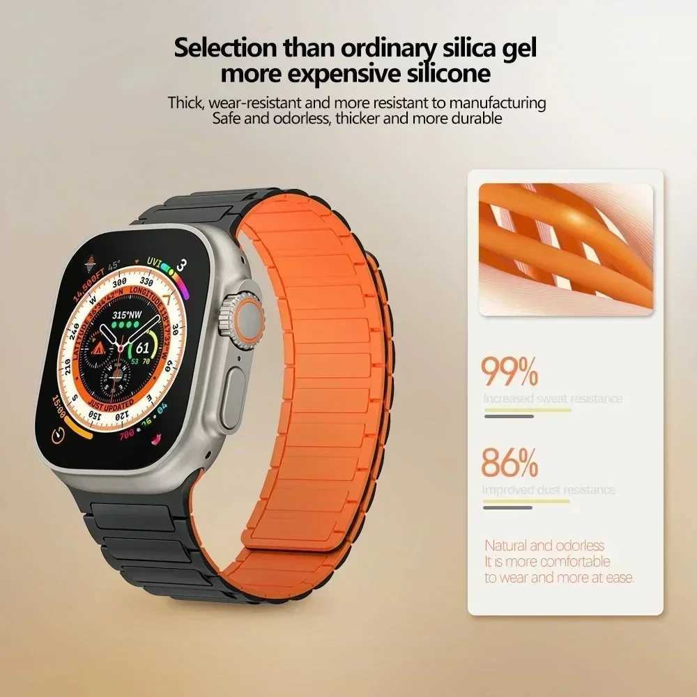 Magnetic ring for Apple Watch strap 44mm 40mm 49mm 45mm 41mm 38mm silicone bracelet iWatch series 9 8 7 6 5 4 3 Se ultra 2 straps W240824