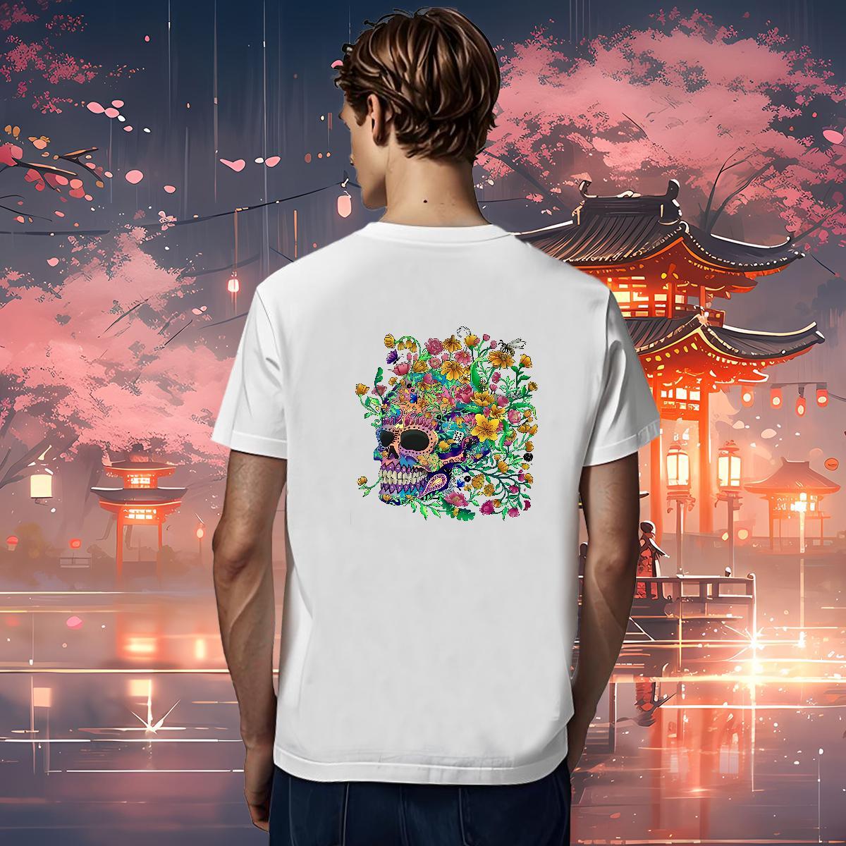 Classic T-Shirts 230g Cotton flower Street Casual Asian Size Round Neck Short Sleeve Couples T Shirts Designer Fashion Polos