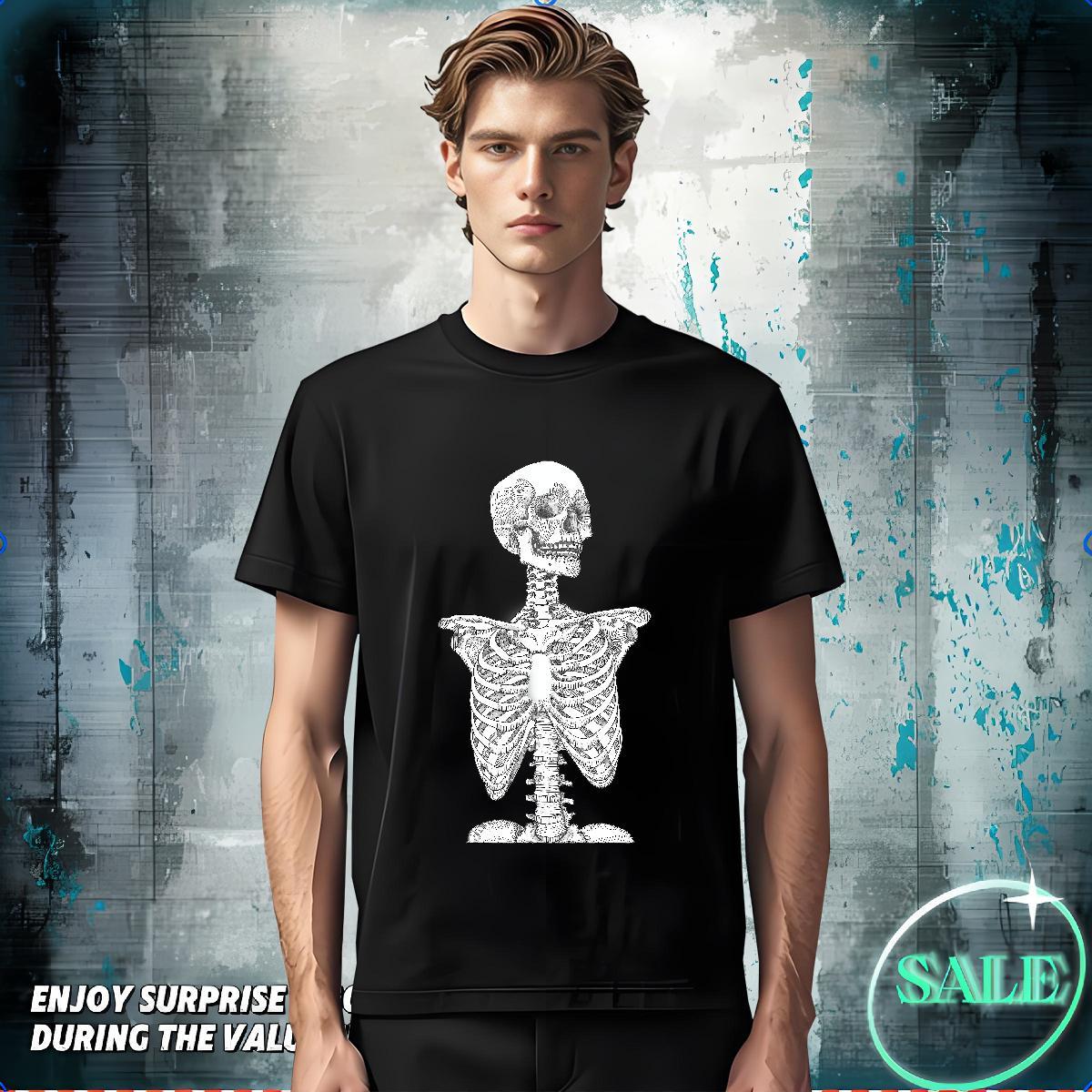 Popular Man T Shirts 230g Cotton skull Beach DIY Printed Crew Neck Breathable Couples T Shirts 2024 DIY Tops